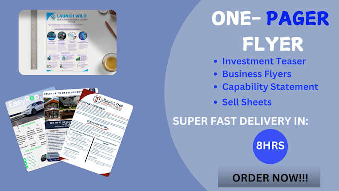 Bestseller - design one pager, investment teaser, property flyer, executive summary in 8hrs