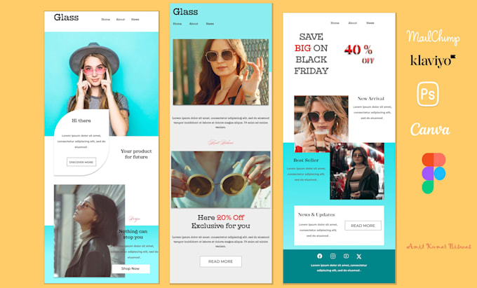 Gig Preview - Design custom klaviyo mailchimp email marketing template