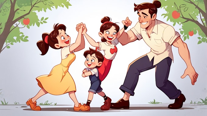 Gig Preview - Design a professional disney family portrait