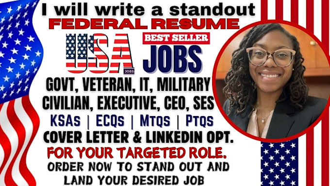 Gig Preview - Write prime ats federal resume, veteran, military, USA jobs, government, IT, dod