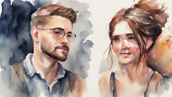 Gig Preview - Create a couple portrait watercolor painting