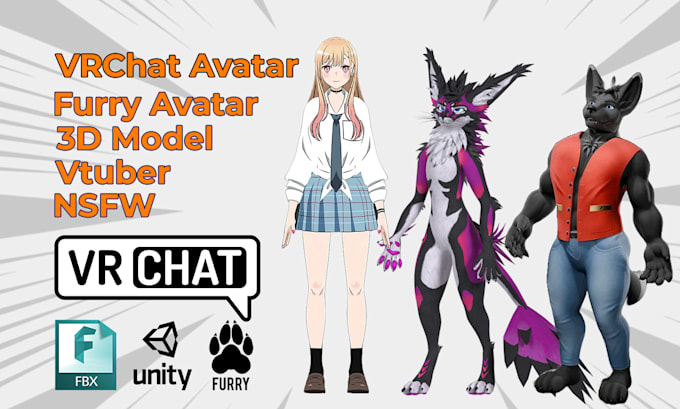 Gig Preview - Design custom 3d furry avatar 3d vtuber model anime vrc model