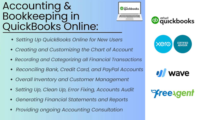 Gig Preview - Setup, clean up, reconciliation and bookkeeping in quickbooks online, xero, wave