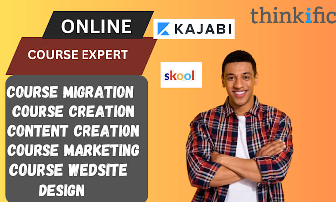 Gig Preview - Do online course creation course upload to teachable thinkific skool kajabi