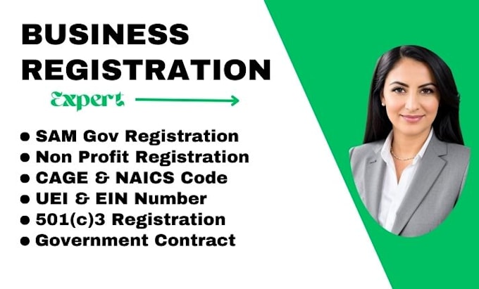 Gig Preview - Do non profit business registration,501c3 mbe ein uei cage code 8a, sam gov