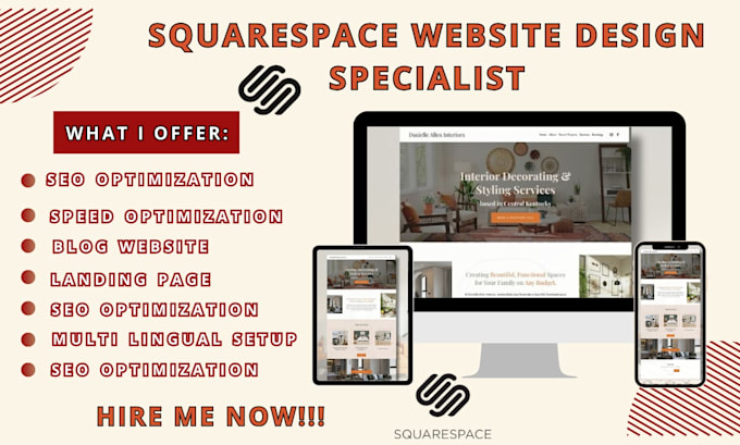 Gig Preview - Affordable squarespace website design ecommerce business startups website design