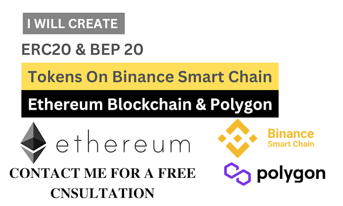 Gig Preview - Create erc20, bep20 smart contract ethereum, binance, polygon, tron, avalanche