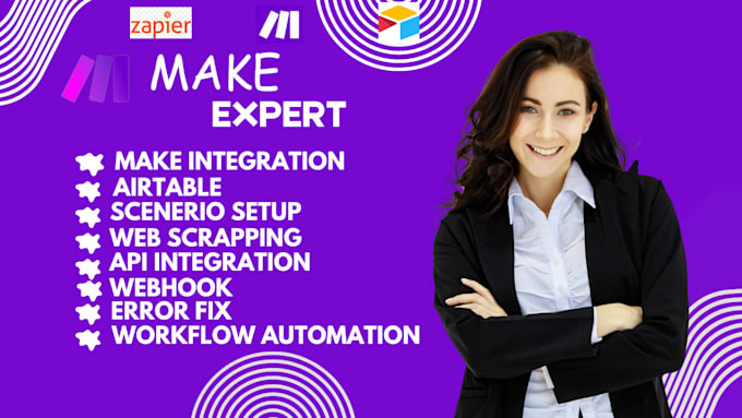 Gig Preview - Do make com automation zapier make com made com scenario automation integromat