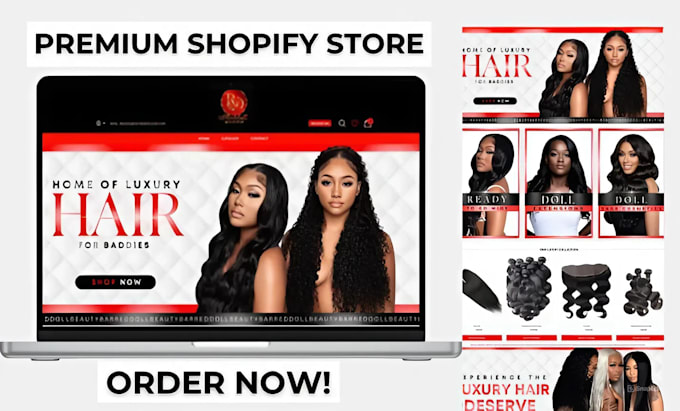 Gig Preview - Build hair extension website hair extension shopify store hair extension website