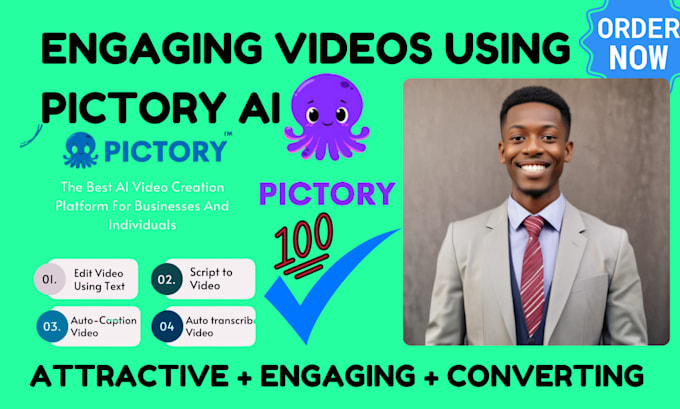 Gig Preview - Convert your script, blog post, text into video with voiceover using pictory ai