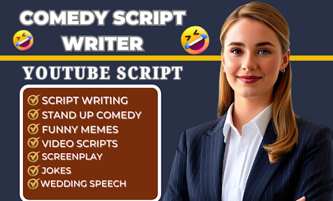 Gig Preview - Do script writing, comedy script, comedy writer, youtube scriptwriter, script