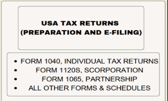 Gig Preview - Prepare and efile US tax returns for 1040s, 1120s, and 1065