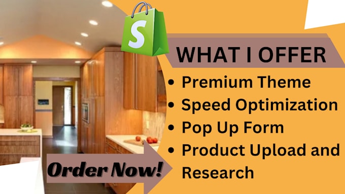 Gig Preview - Design a shopify store kitchen cabinet website and home decor