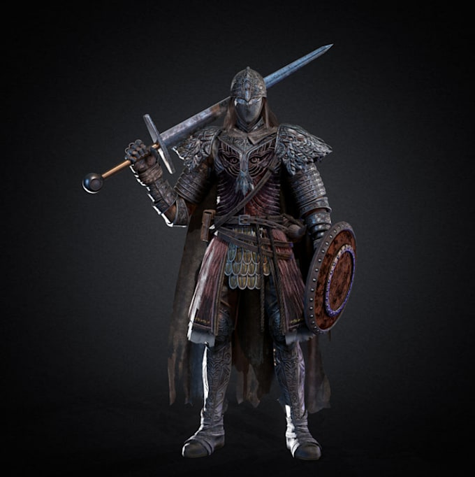 Gig Preview - Model 3d knight with armor, model 3d knight with armor,game asset,ue5 rig,nsfw