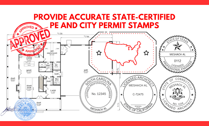 Gig Preview - Texas, california, maryland and south carolina pe stamp city permit