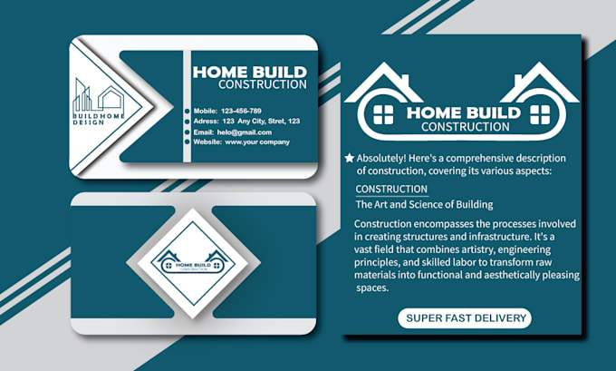 Gig Preview - Design real estate and construction development business cards