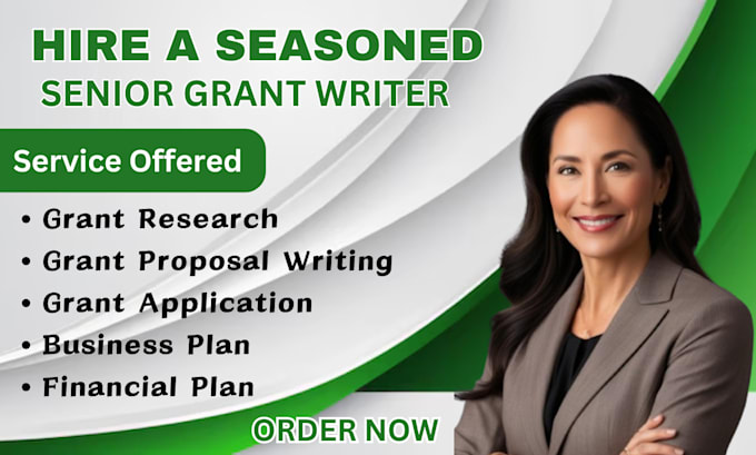 Gig Preview - Grant writing, grant writer , grant research, grant application, business plan