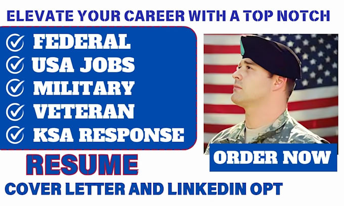 Gig Preview - Craft a professional federal USA job military  veteran resume