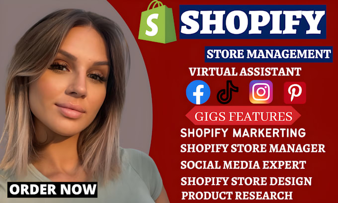 Gig Preview - Be shopify virtual assistant, dropshipping store marketing, ecommerce manager