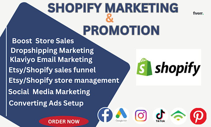 Gig Preview - Do etsy or shopify store promotion shopify sales shopify dropshipping marketing