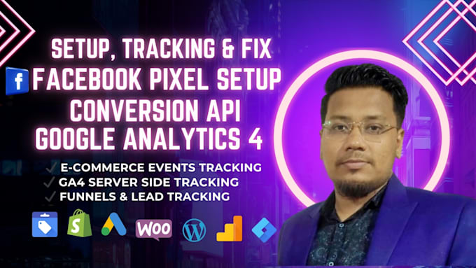 Gig Preview - Setup meta facebook pixel, conversion API, GTM, ga4, ecommerce tracking