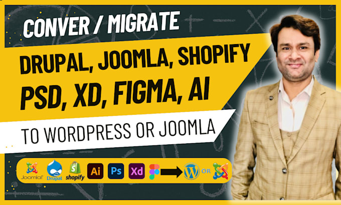 Gig Preview - Clone migrate joomla to wordpress, convert shopify drupal psd xd figma ai