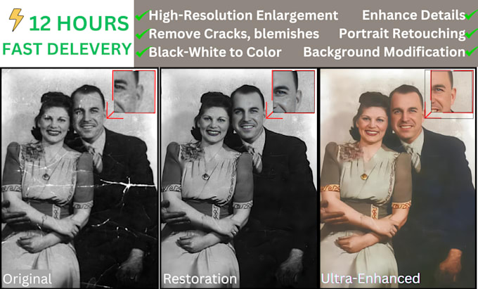 Gig Preview - Professionally restore, colorize, and repair your old photos