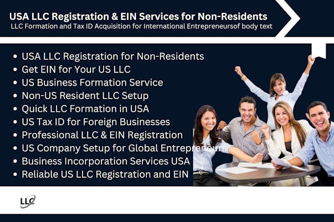 Gig Preview - Do USA, UK  llc registration ein services for non residents USA business reg