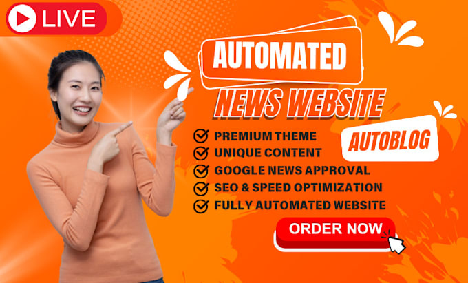 Gig Preview - Create auto news autoblog automated news website RSS with google news approval