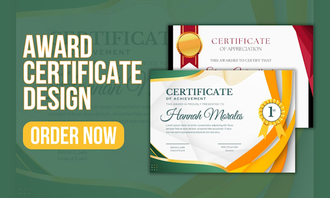 Gig Preview - Design gift award certificate diploma certificate high school award certificate