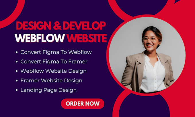 Gig Preview - Design and develop webflow website, convert figma to webflow, figma to framer