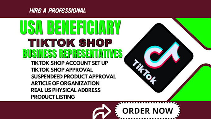 Gig Preview - Us tik tok shop account representative, tik tok shop setup, tiktok shop approval