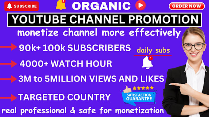 Gig Preview - Youtube channel promotion grow video play USA subscription complete monetization