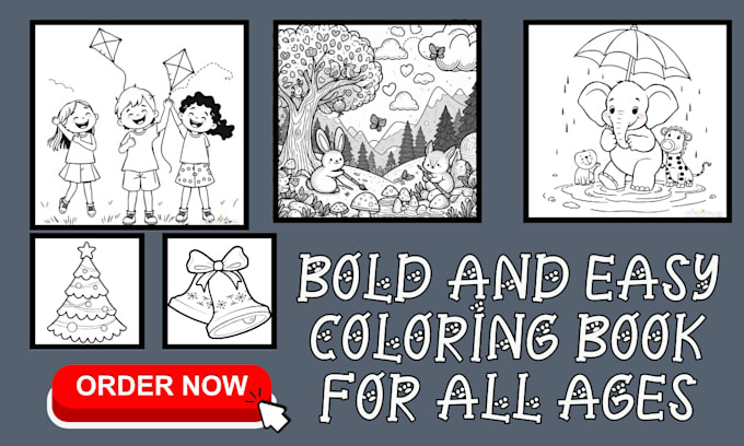 Gig Preview - Design bold and easy coloring book for all ages, for amazon KDP