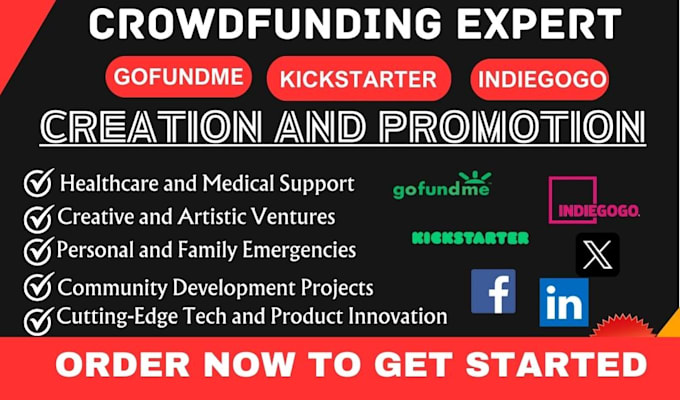 Gig Preview - Do fundraising gofundme kickstarter indiegogo crowdfunding campaign promotion