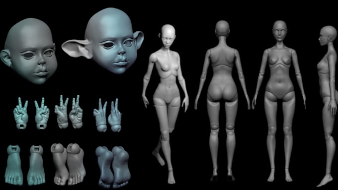 Gig Preview - Sculpt 3d bjd, 3d toy, 3d articulated model, ball jointed doll for 3d printing