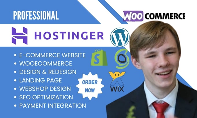 Gig Preview - Do hostinger, godaddy ecommerce, shopify webshop, wix, squarespace webstore, seo