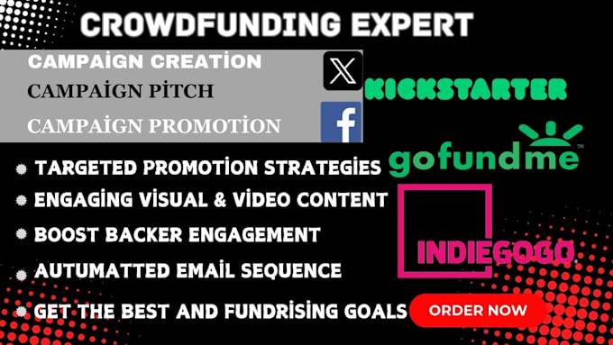 Gig Preview - Fundraising gofundme kickstarter indiegogo crowdfunding campaign promote