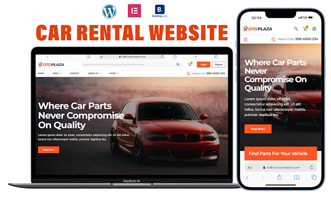 Gig Preview - Car rental website rental website car dealership website