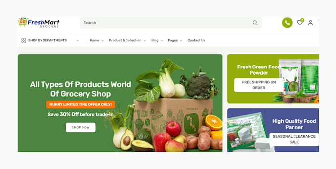 Gig Preview - Design eco friendly shopify store vegan organic product organic grocery website