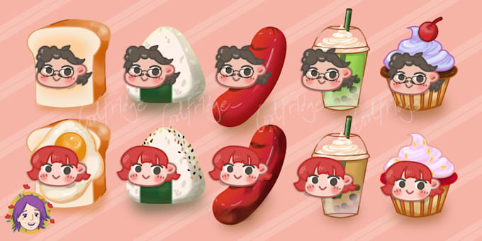 Gig Preview - Draw you and food in cute chibi art style