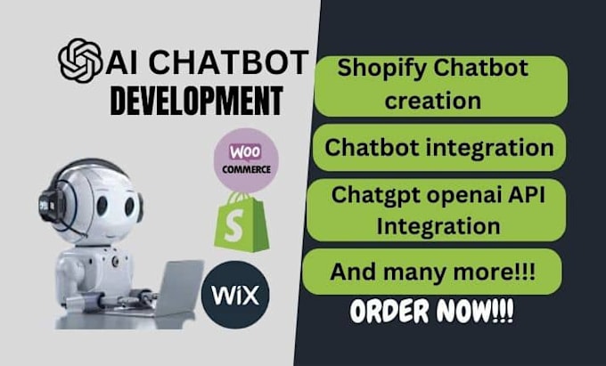 Gig Preview - Chatbot website chatbot ecommerce chatbot openai api shopify chatbot