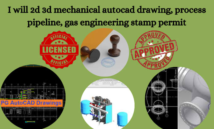 Gig Preview - 2d 3d mechanical autocad drawing, process pipeline, gas engineering stamp permit