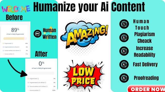 Gig Preview - Humanize your ai content, check plagiarism, make SEO friendly