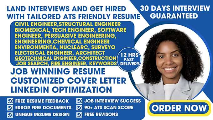 Gig Preview - Craft engineering resume, civil engineer, intern structural engineer, project