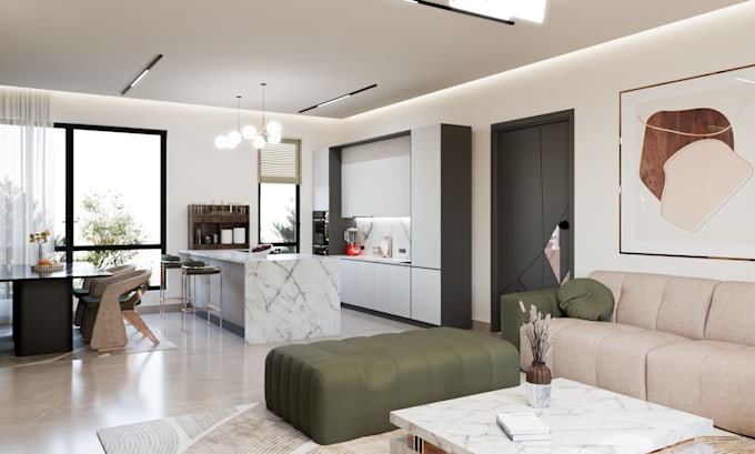 Gig Preview - Create realistic 3d kitchen interior renderings