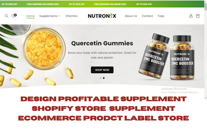 Gig Preview - Build supplement website supplement shopify store supplement product label store