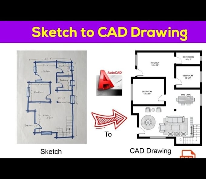 Bestseller - convert your manual drawing into 2d blueprint in autocad