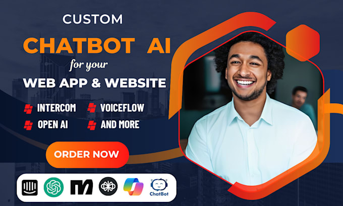 Gig Preview - Create chatbot ai with intercom, manychat, voiceflow, open ai on web app website