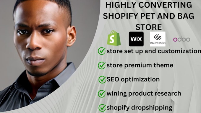 Gig Preview - Design a trendy shopify bag pet store dropshipping store